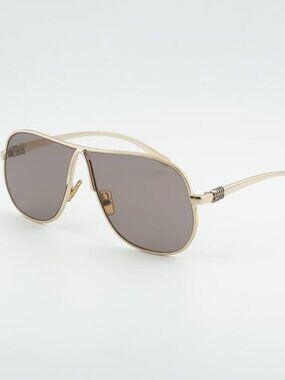 Miu Miu MUA56S 5AK20I Sunglasses Gold Geometric Frame, Purple Brown Lenses